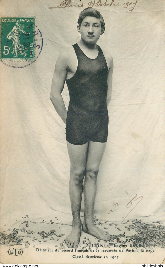 NATATION   Eugene ESTRADE  Détenteur Du Record Français De La Traversée De Paris A La Nage 1907 - Schwimmen