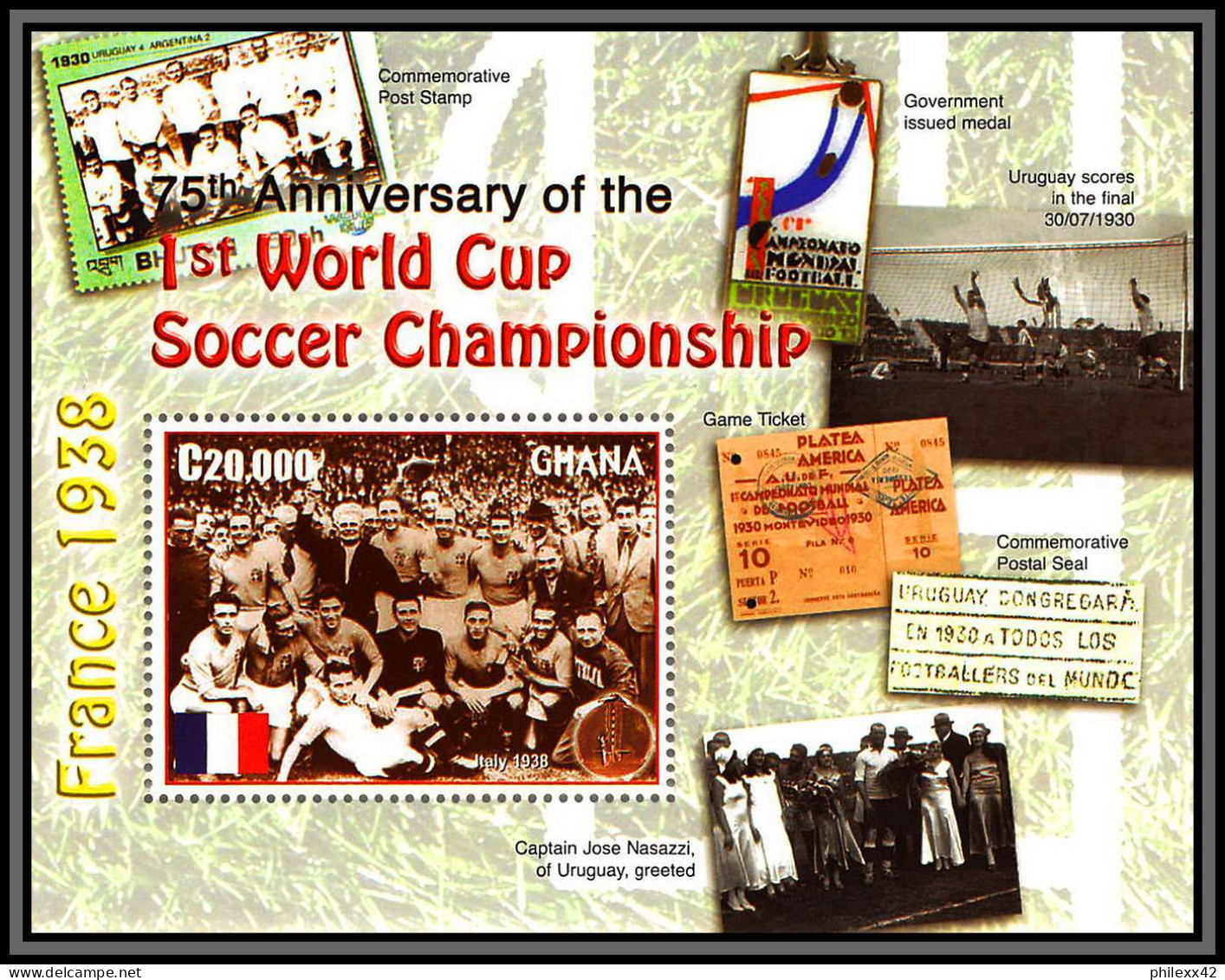 81239c Ghana N°468 75th Anniversary Of The 1rst World Cup Coupe Du Monde France 1938 ** MNH Football Soccer 2005 2 Blocs - 1938 – Francia