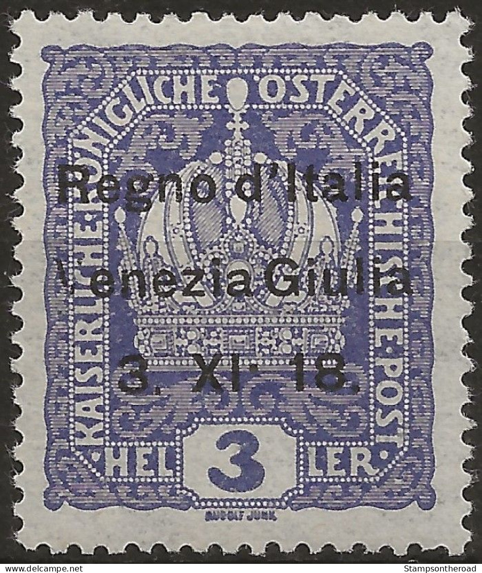 TRVG1waL - 1918 Terre Redente - Venezia Giulia, Sassone Nr. 1wa, Francobollo Nuovo Con Traccia Di Linguella */ VARIETA' - Venezia Giuliana