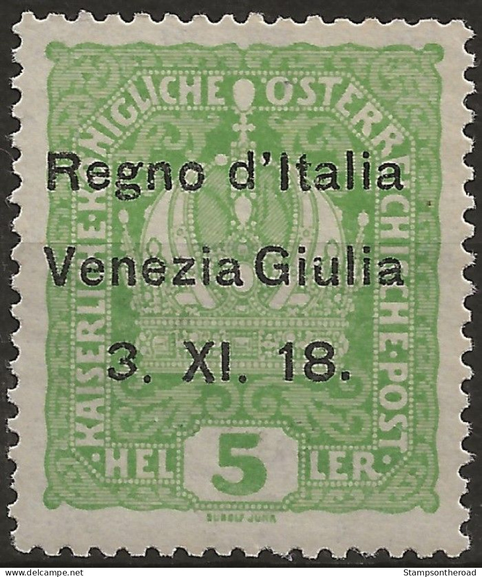 TRVG2L - 1918 Terre Redente - Venezia Giulia, Sassone Nr. 2, Francobollo Nuovo Con Traccia Di Linguella */ - Vénétie Julienne