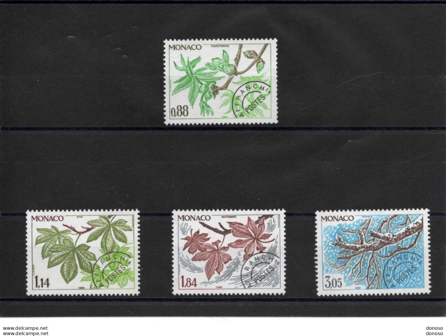 MONACO 1980 LES 4 SAISONS DU MARRONNIER Yvert 70-73 NEUF** MNH Cote : 5,50 Euros - Precancels