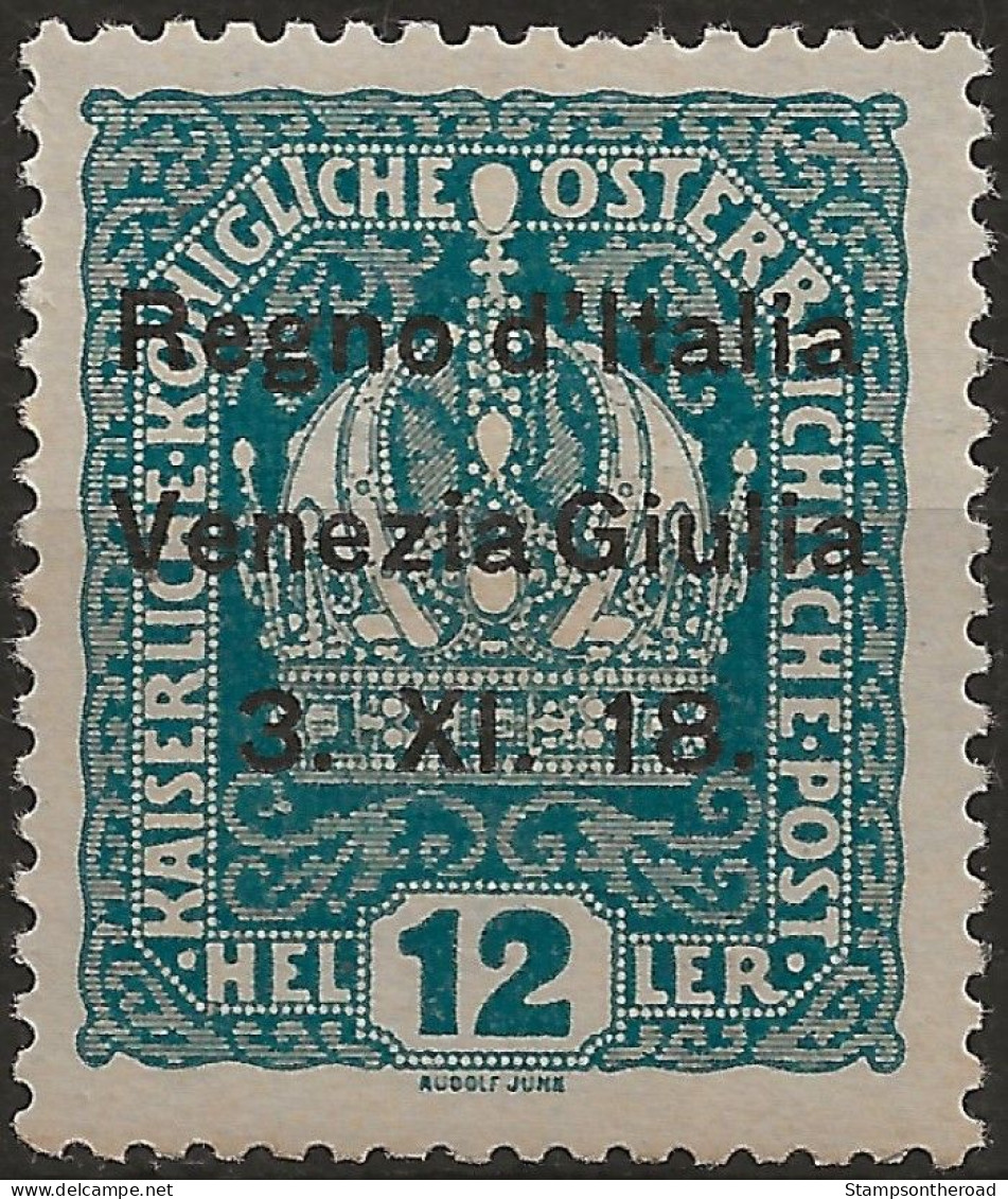 TRVG5L - 1918 Terre Redente - Venezia Giulia, Sassone Nr. 5, Francobollo Nuovo Con Traccia Di Linguella */ - Venezia Giuliana