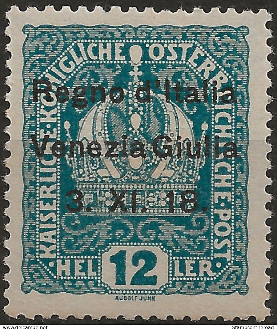 TRVG5L - 1918 Terre Redente - Venezia Giulia, Sassone Nr. 5, Francobollo Nuovo Con Traccia Di Linguella */ - Venezia Giulia