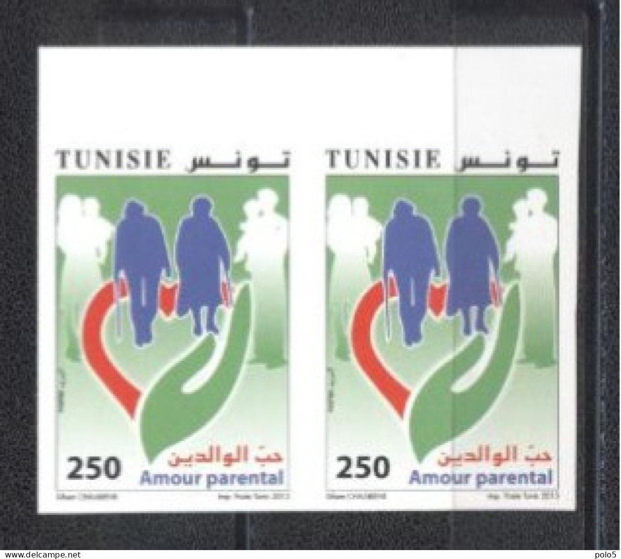 Tunisie 2013- Amour Parental Paire Non Dentelé - Tunisia (1956-...)