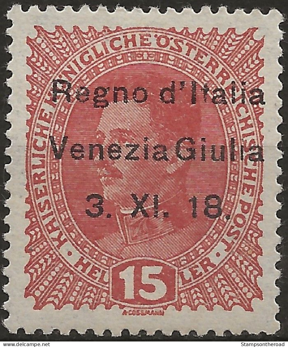 TRVG6L - 1918 Terre Redente - Venezia Giulia, Sassone Nr. 6, Francobollo Nuovo Con Traccia Di Linguella */ - Venezia Giulia