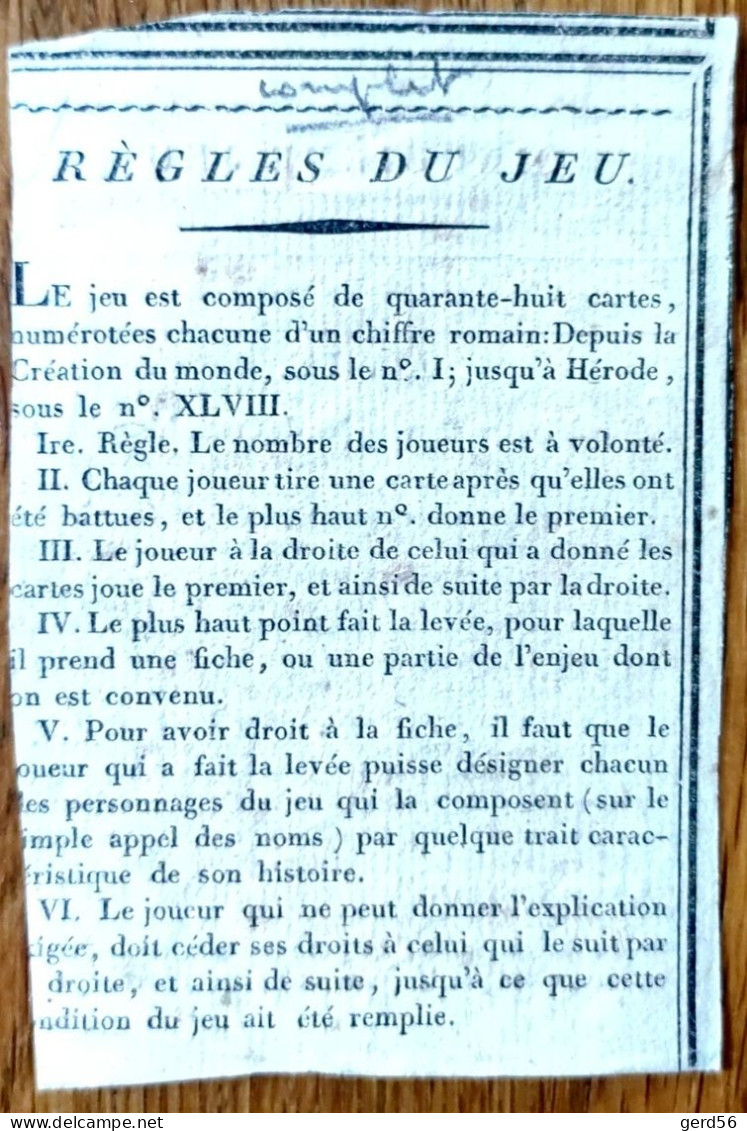 Spielkarten Lehrkarten zu "Neuen Testament" um 1800, vollständig 48 Blatt