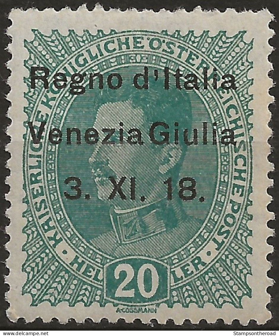 TRVG7L - 1918 Terre Redente - Venezia Giulia, Sassone Nr. 7, Francobollo Nuovo Con Traccia Di Linguella */ - Vénétie Julienne