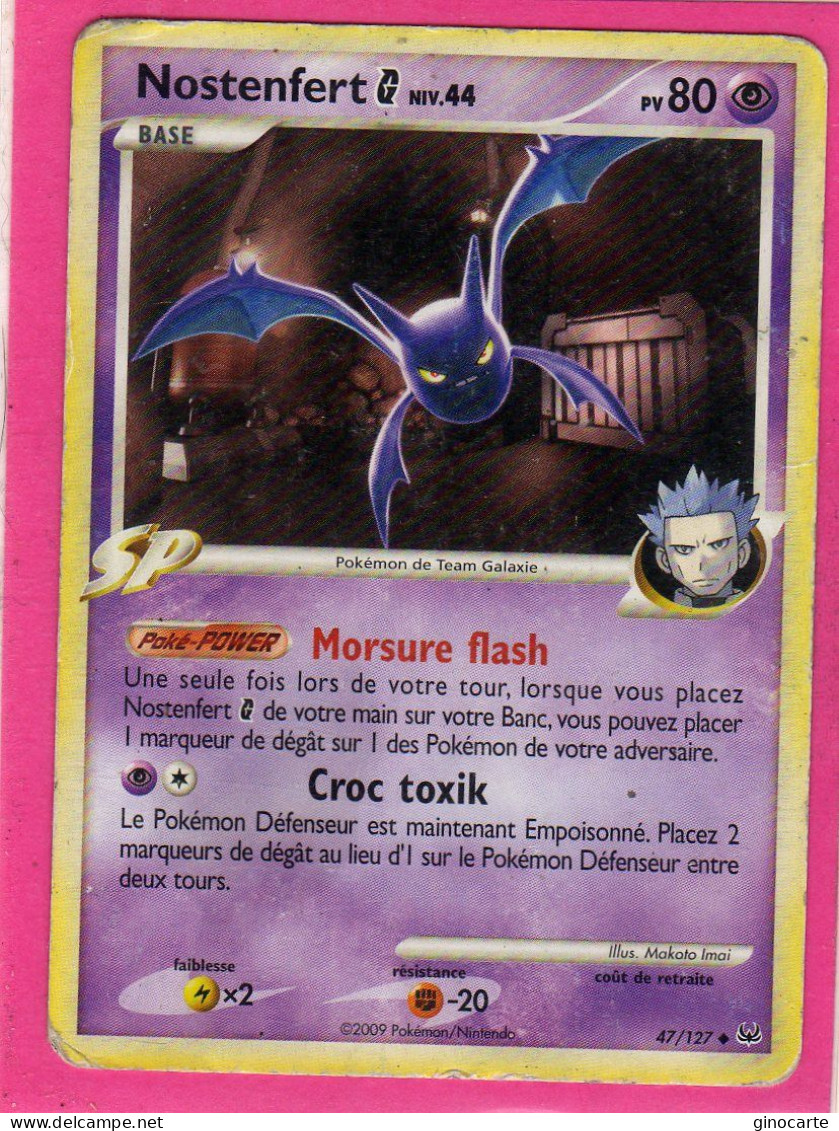 Carte Pokemon 2009 Platine 47/127 Nostenfert 80pv Dos Blanchi - Platinum