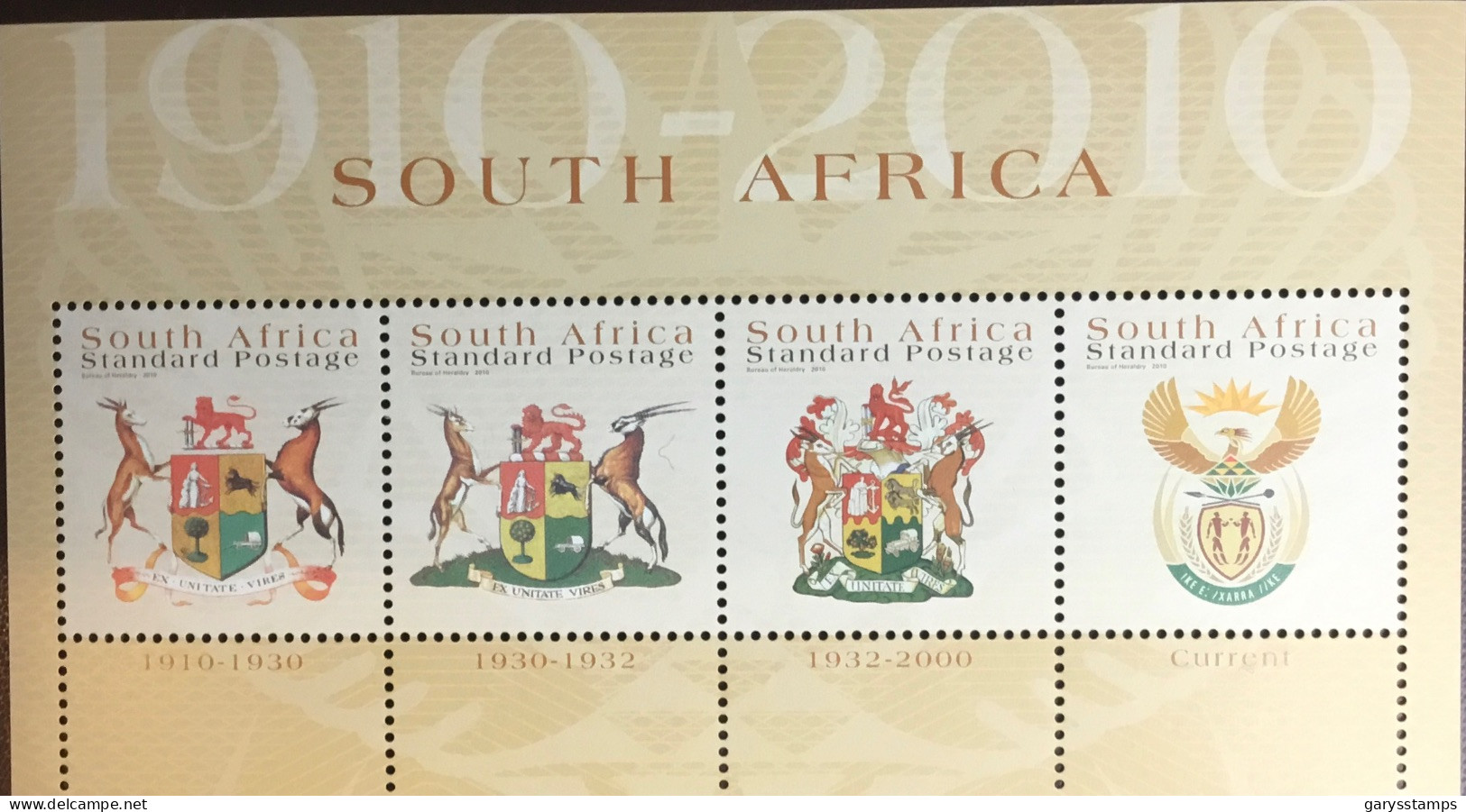 South Africa 2010 Centenary Coat Of Arms Minisheet MNH - Unused Stamps