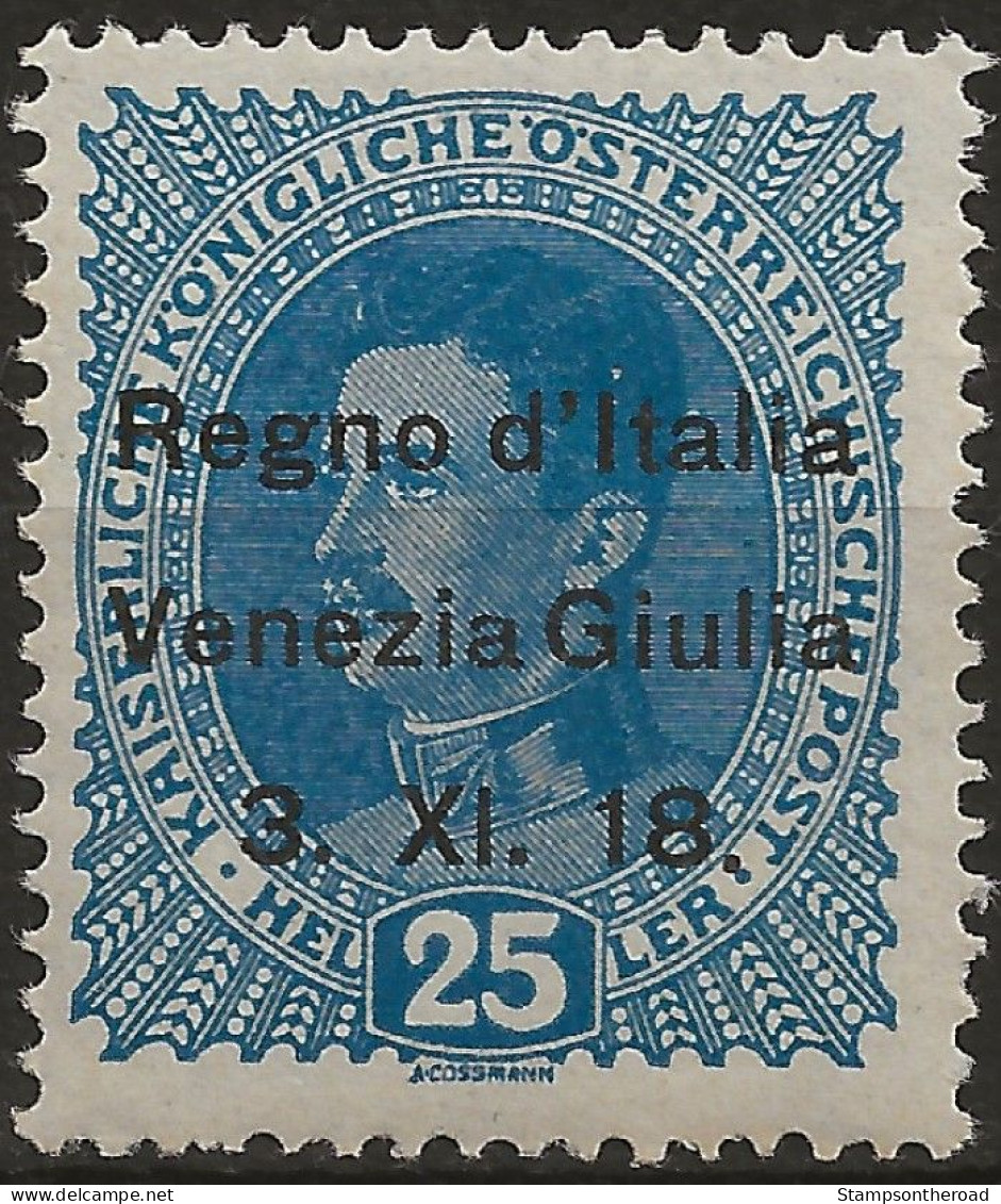 TRVG8L - 1918 Terre Redente - Venezia Giulia, Sassone Nr. 8, Francobollo Nuovo Con Traccia Di Linguella */ - Venezia Giulia