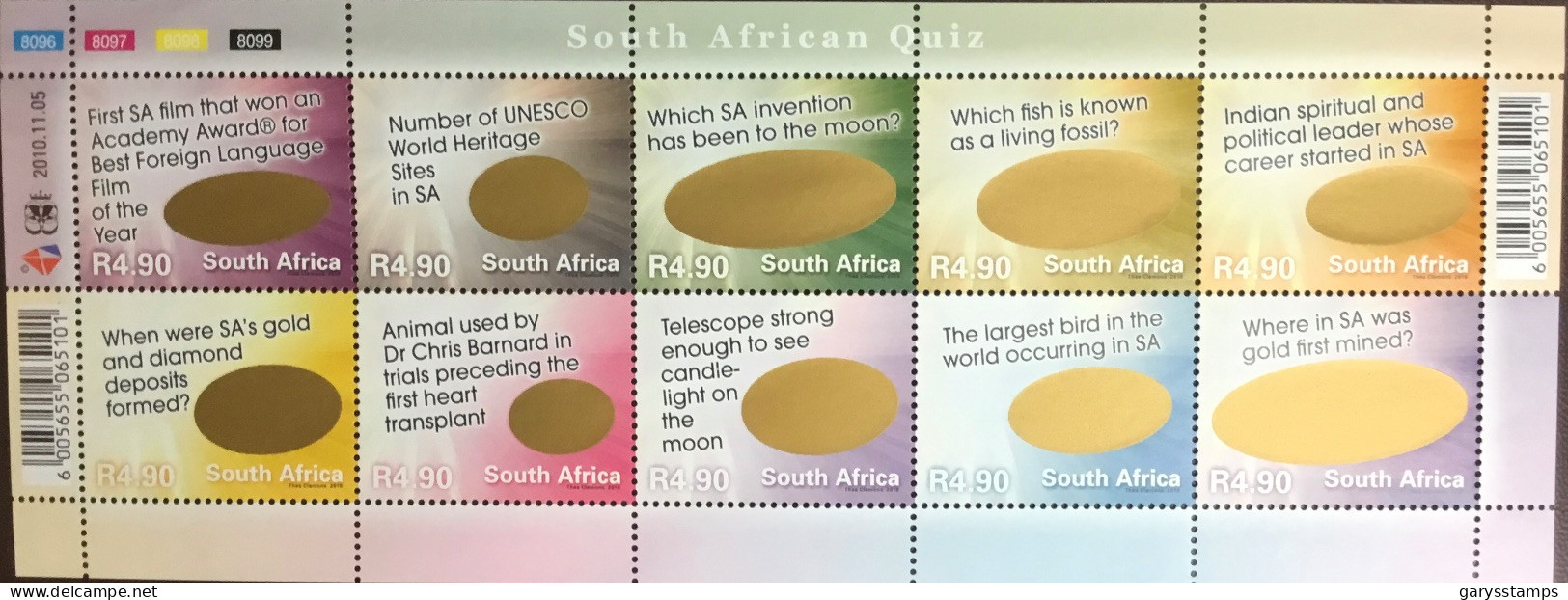 South Africa 2010 Quiz Sheetlet MNH - Unused Stamps