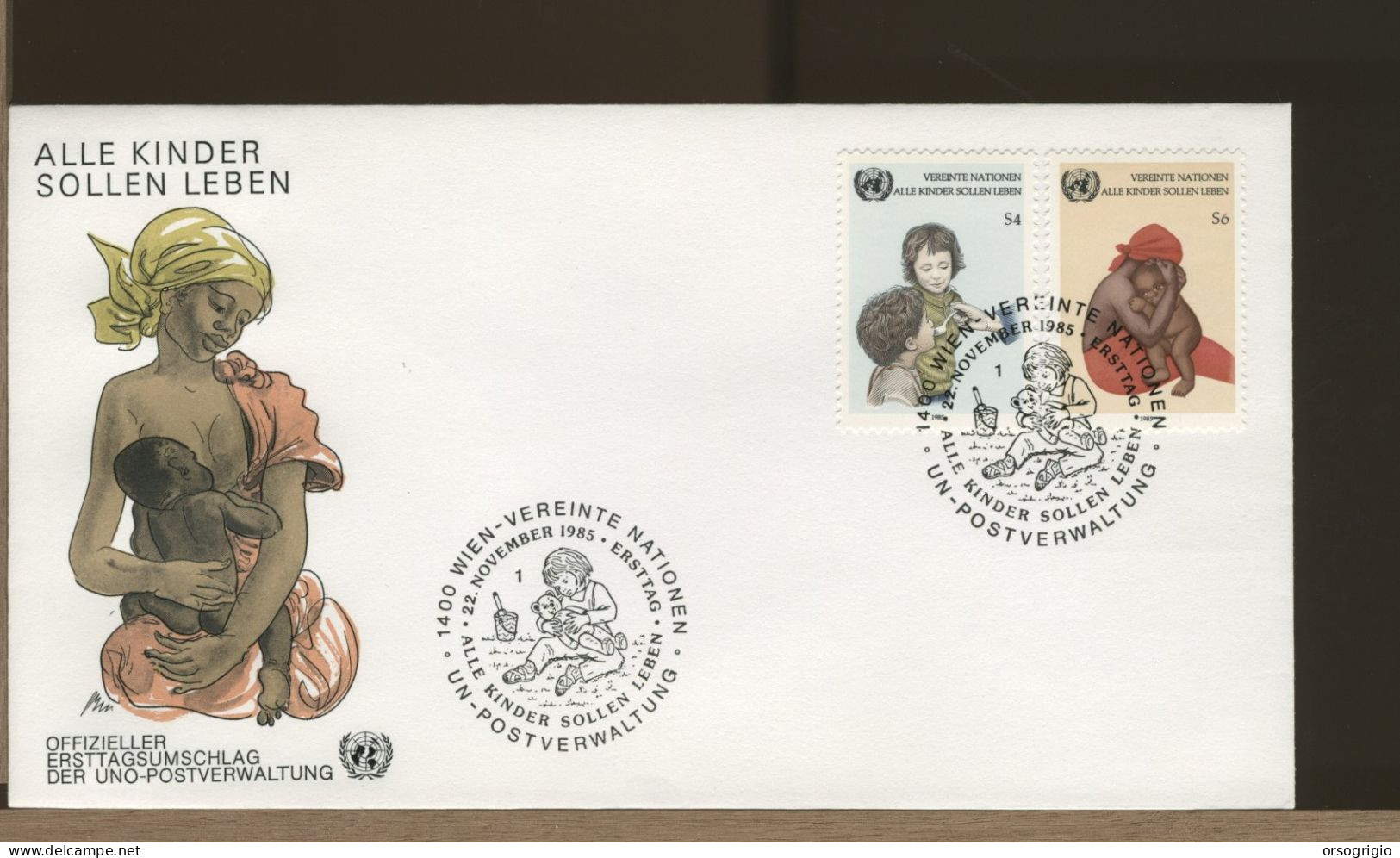 VEREINTE NATIONS - WIEN - FDC 1985 -   BAMBOLA  DOLL - Poppen