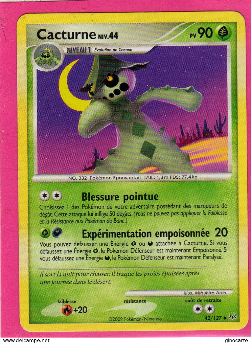 Carte Pokemon 2009 Platine 42/127 Cacturne 90pv Bon Etat - Platinum