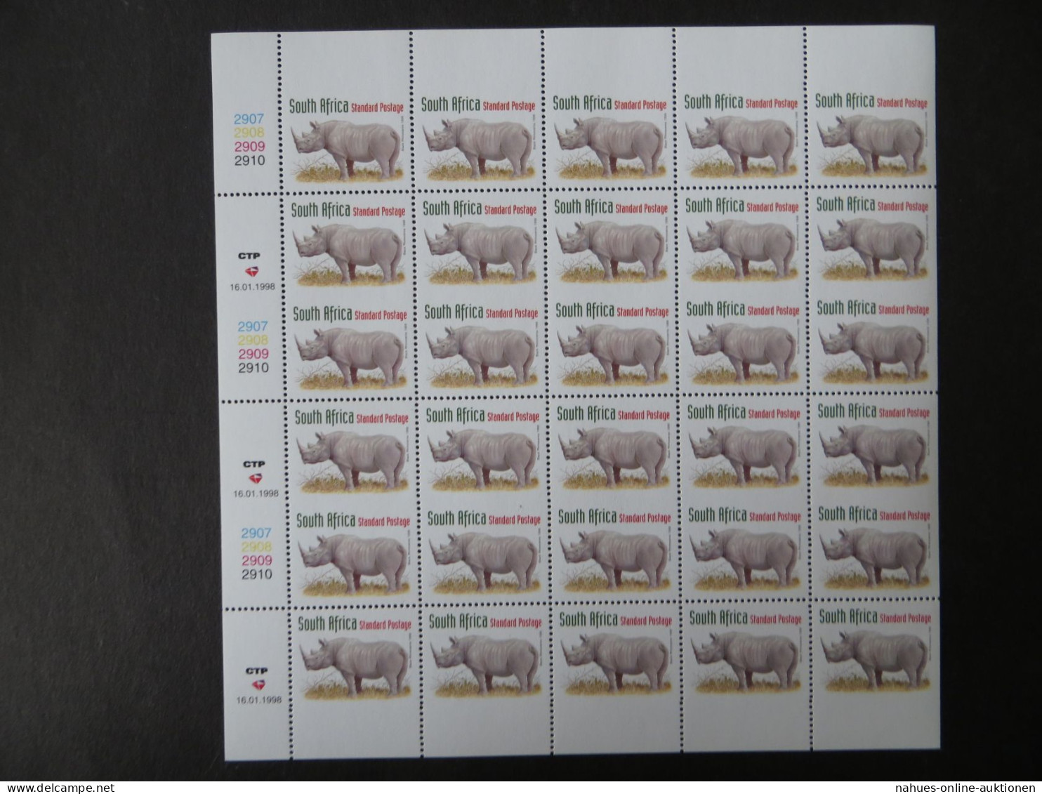 Südafrika Spitzmaulnashorn 1115 2 Kpmpl Markenheftchenbogen Vollphosphor Versch. - Storia Postale