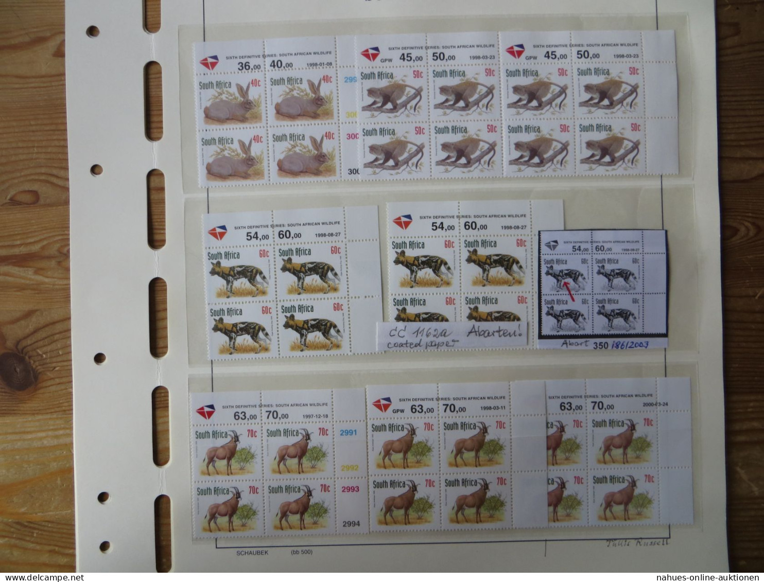 Südafrika 1100-4 Vögel Tiere Spezial Lot Mit Blöcken Der Verschied. Druck Papier - Covers & Documents