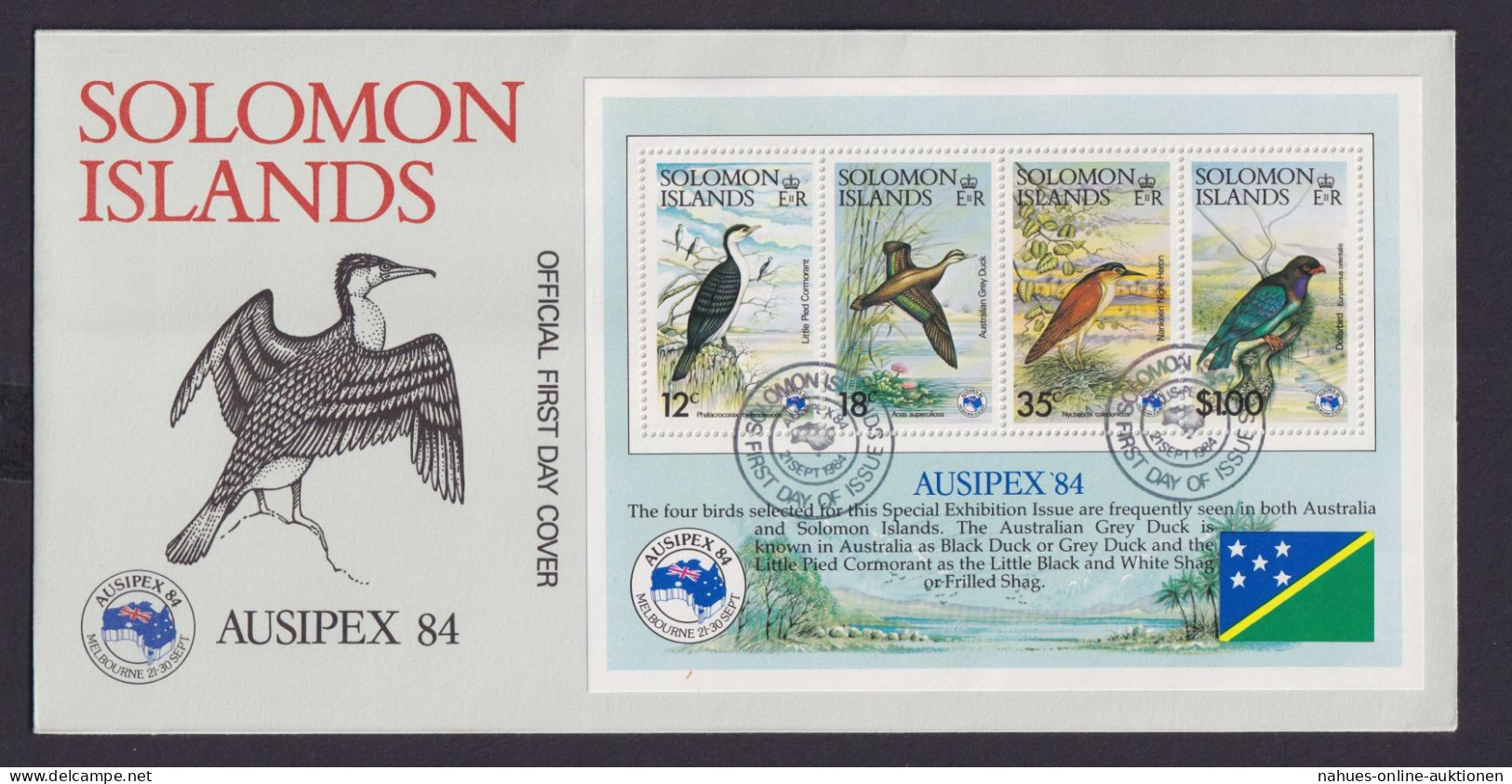 Salomon Inseln Block 15 Tiere Vögel Block Und Satz Je Auf Brief Briefmarken - Salomon (Iles 1978-...)