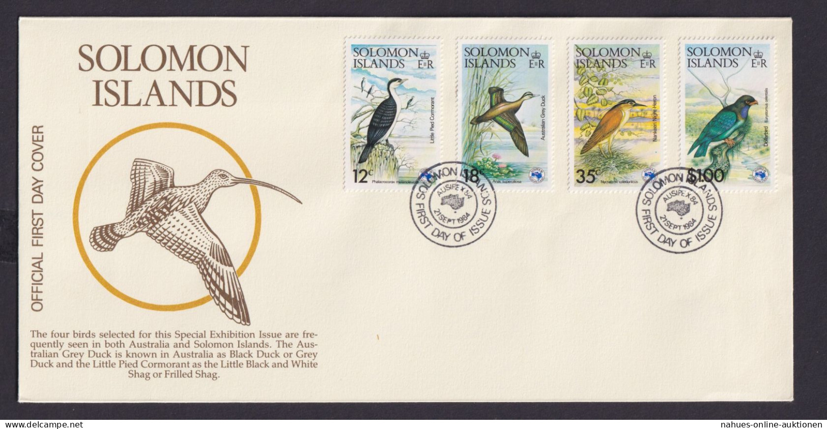 Salomon Inseln Block 15 Tiere Vögel Block Und Satz Je Auf Brief Briefmarken - Islas Salomón (1978-...)