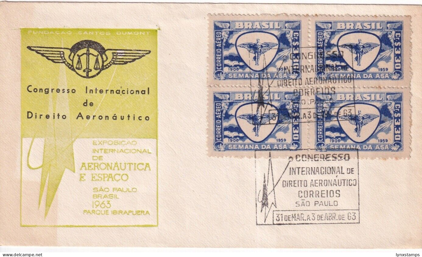G021 Brazil Sao Paulo 1963 Aeronautical Congress Special Cover - Briefe U. Dokumente