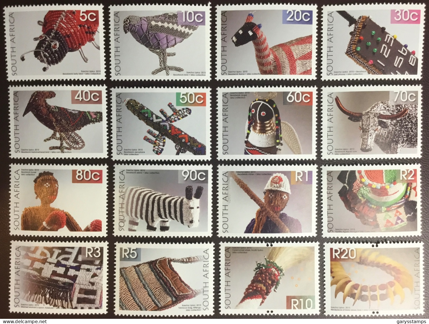 South Africa 2010 Beadwork Crafts Definitives 1st Series Set Of 16 MNH - Unused Stamps