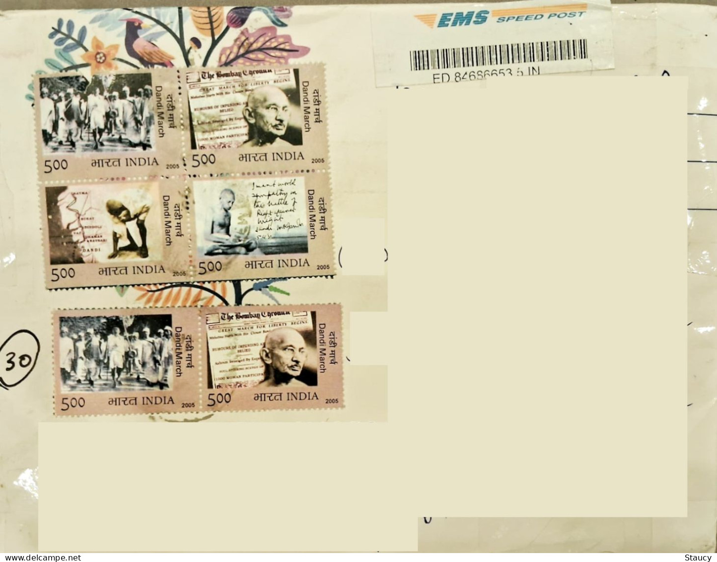 INDIA 2024 6 Mahatma Gandhi Stamps Franked On Registered Speed Post Cover As Per Scan - Cartas & Documentos