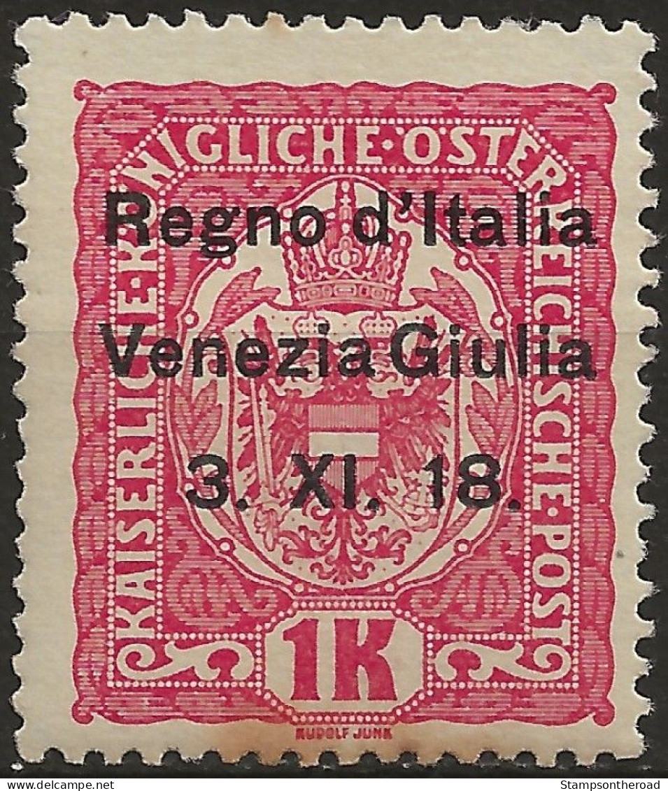 TRVG14L - 1918 Terre Redente - Venezia Giulia, Sassone Nr. 14, Francobollo Nuovo Con Traccia Di Linguella */ - Venezia Giulia