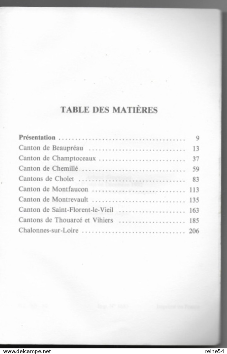 Les Témoins Muets De La Vendée Angevine -Henri BORE Imprim. Farré 49 Cholet  1992 - Pays De Loire
