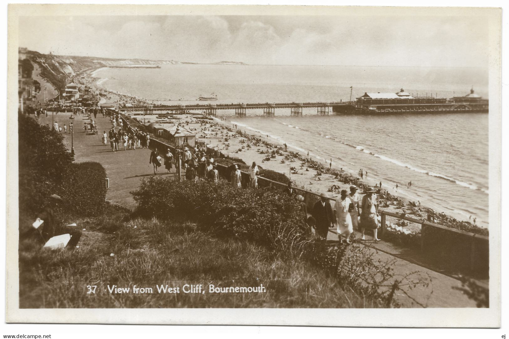 View From West Cliff Bournemouth Real Photo Unused 1930's - Bournemouth (until 1972)