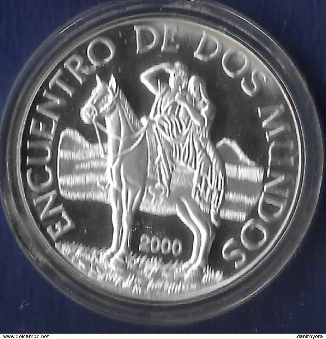 URUGUAY AÑO 2000 25 PESOS URUGUAYOS PLATA "ENCUENTRO ENTRE DOS MUNDOS" - Uruguay