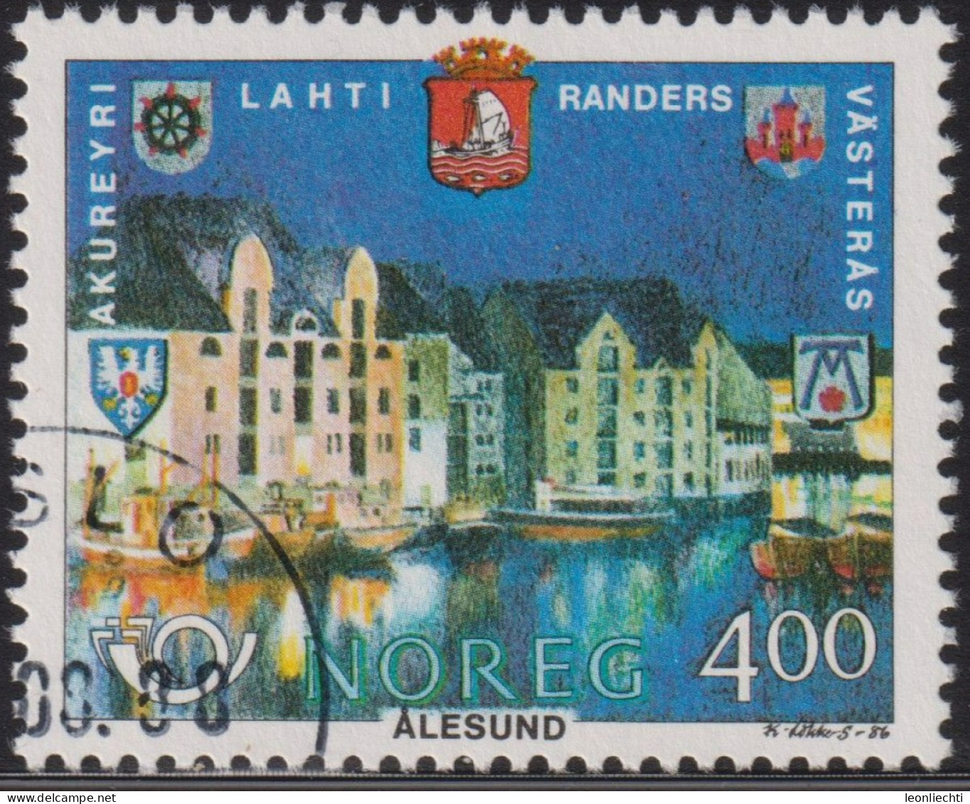 1986 Norwegen ° Mi:NO 949, Sn:NO 895, Yt:NO 905, Sg:NO 984, AFA:NO 954, Nor:NO 997, Sister Towns Of Ålesund - Oblitérés