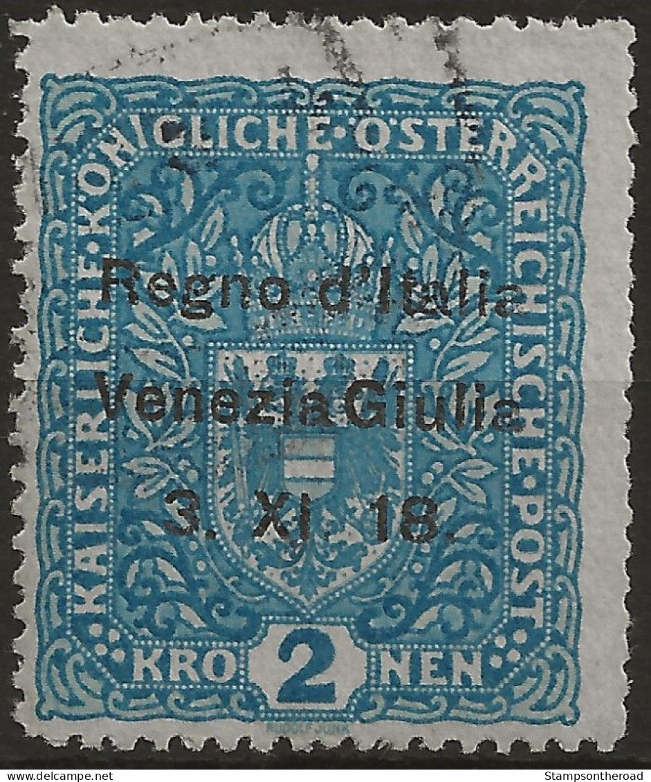 TRVG15UFR - 1918 Terre Redente - Venezia Giulia, Sassone Nr. 15, Francobollo Usato Su Frammento °/ FIRMATO - Trente