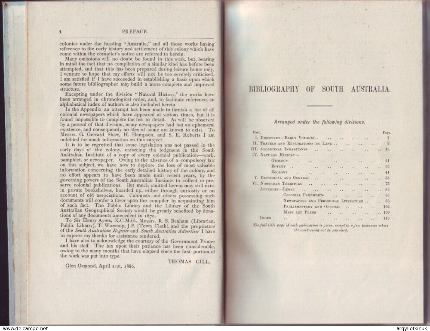 BIBLIOGRAPHY SOUTH AUSTRALIA THOMAS GILL 1886 COLONIAL & INDIAN EXHIBITION - Monde