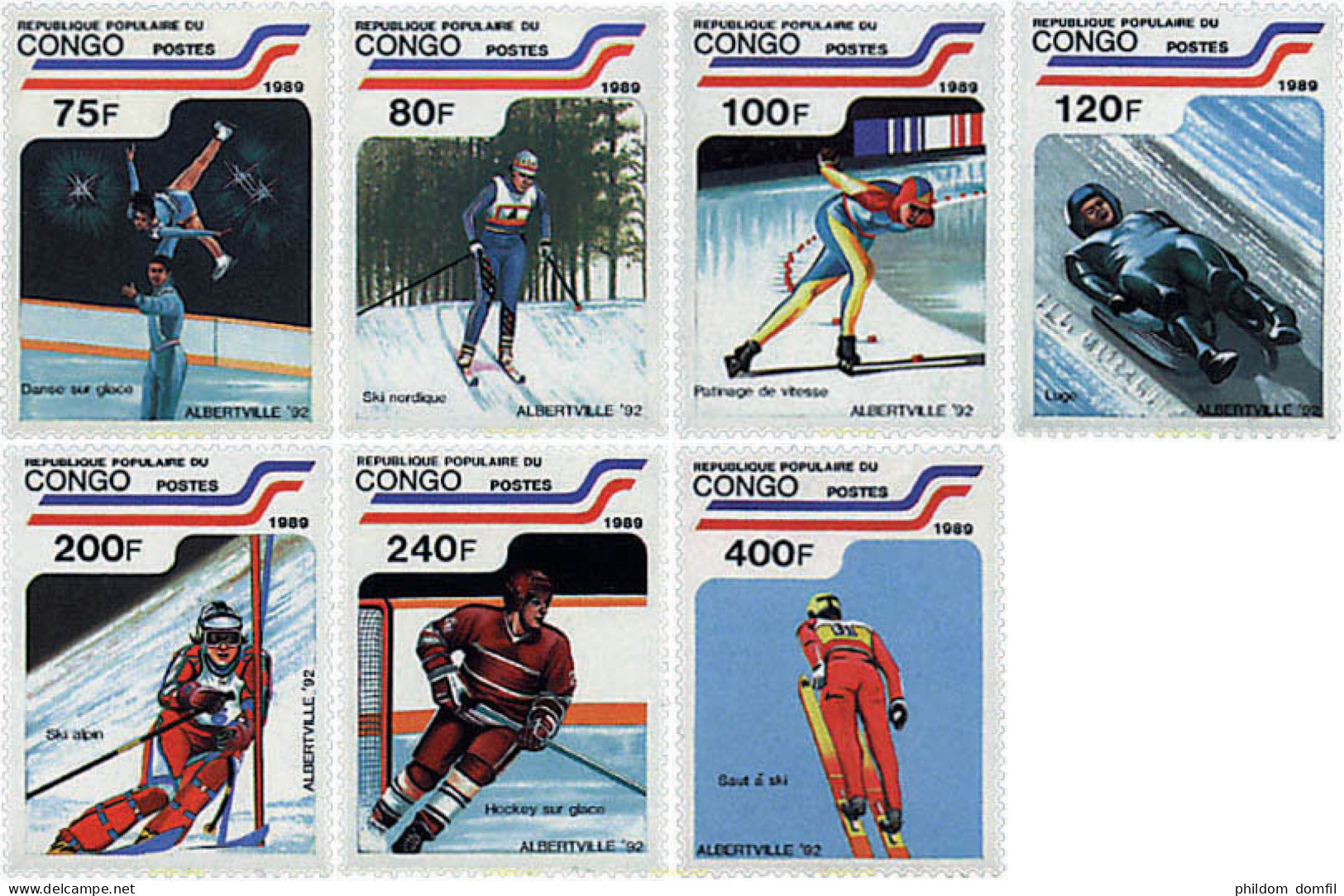 727326 HINGED CONGO 1989 16 JUEGOS OLIMPICOS INVIERNO ALBERTVILLE 1992 - Neufs