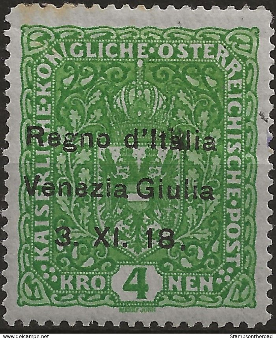 TRVG17L - 1918 Terre Redente - Venezia Giulia, Sassone Nr. 17, Francobollo Nuovo Con Traccia Di Linguella */ FIRMATO - Venezia Giuliana