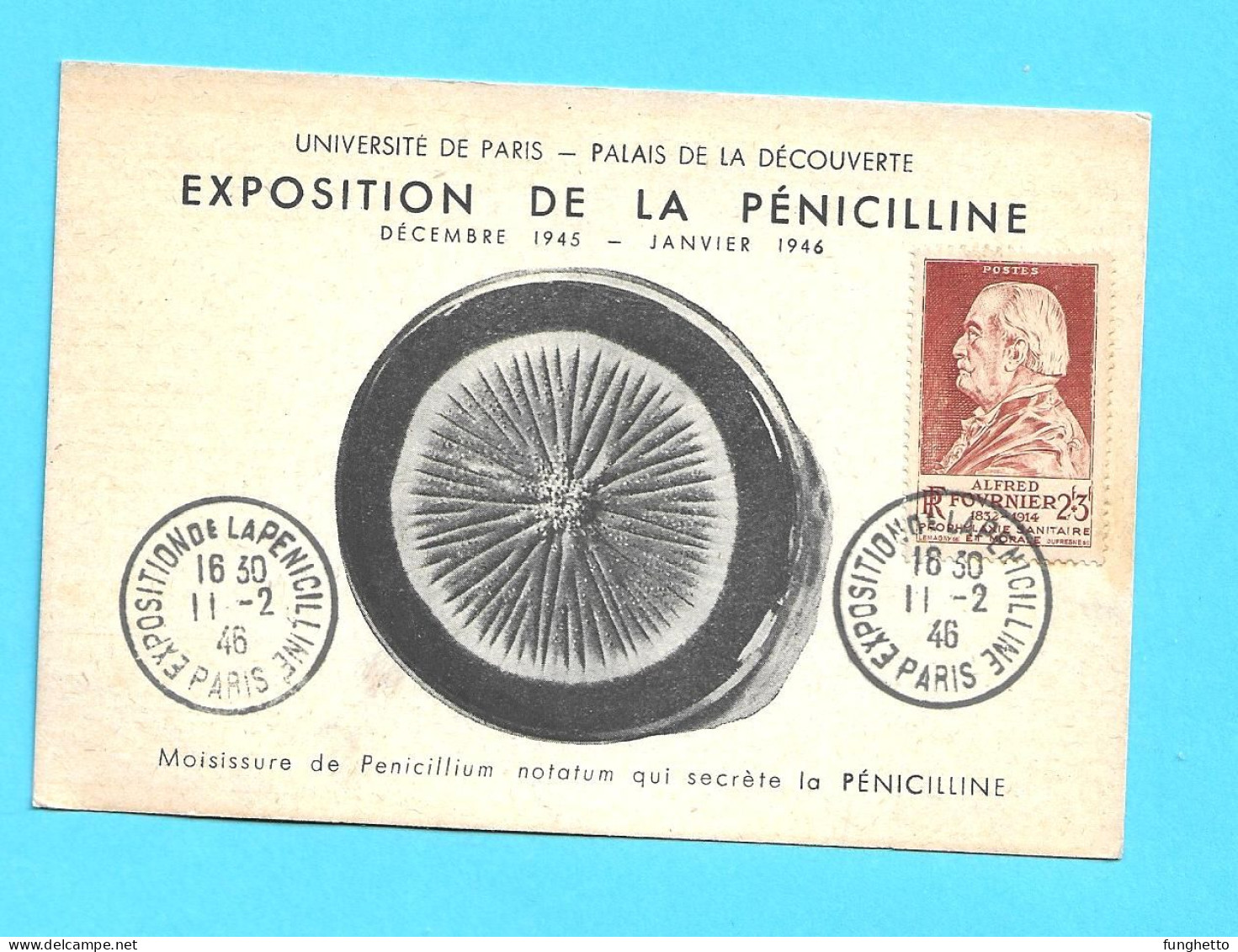FRANCIA 1946 Cartolina MAXIMUM " Pénicilline" - PENICILLINA -FUNGHI - MEDICINA - FARMACIA - Mushrooms