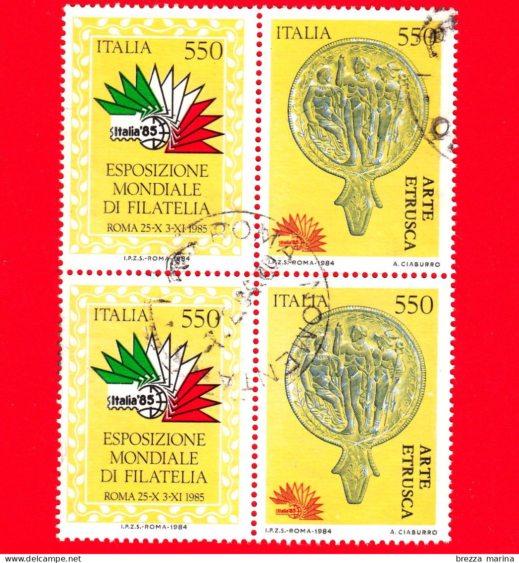 ITALIA - Usato - 1984 - Esposizione Internazionale Di Filatelia, A Roma - Arte Etrusca - 550 L. Specchio D'argent - 1981-90: Oblitérés