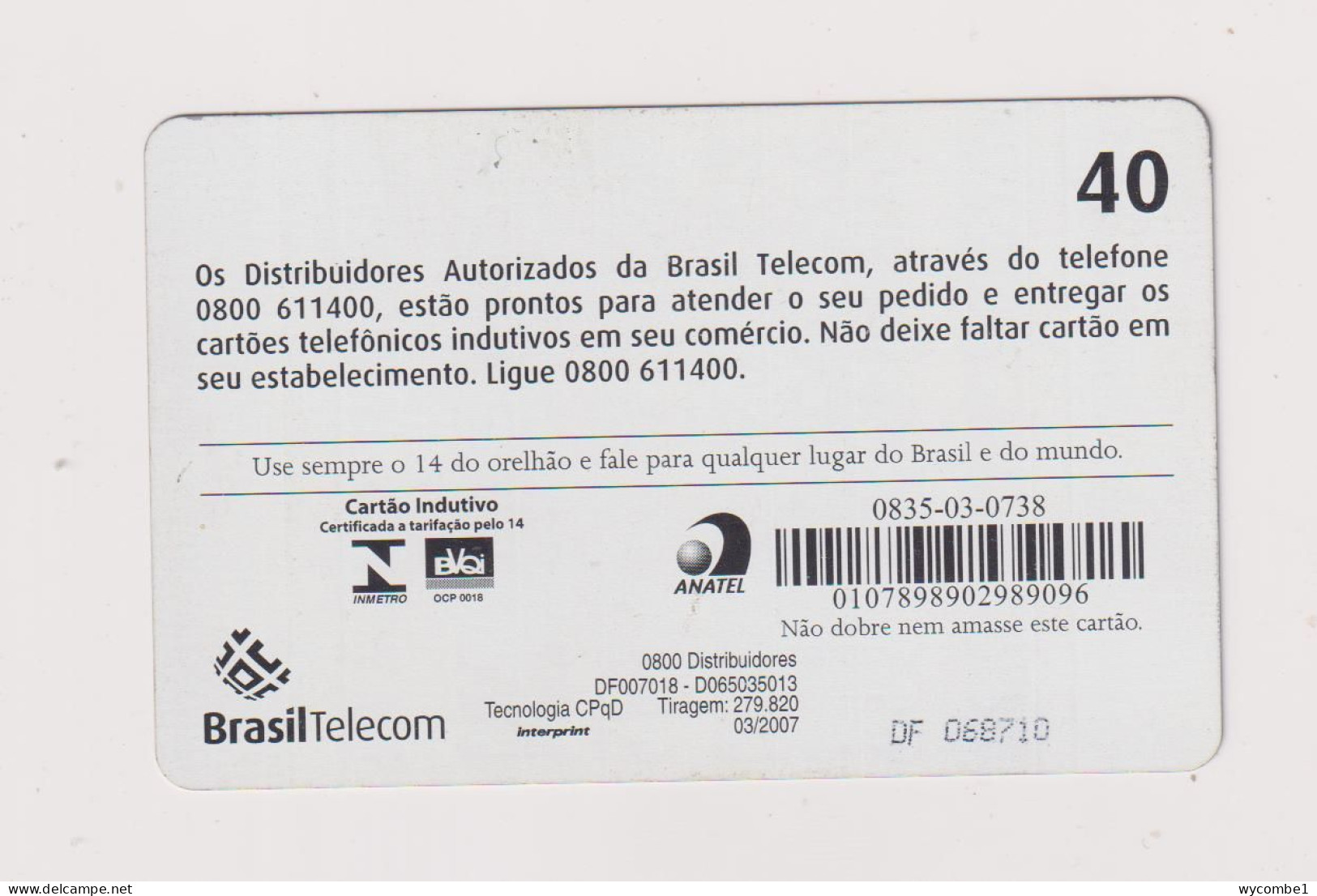 BRASIL - Phonecards On Phonecard Inductive Phonecard - Brazil