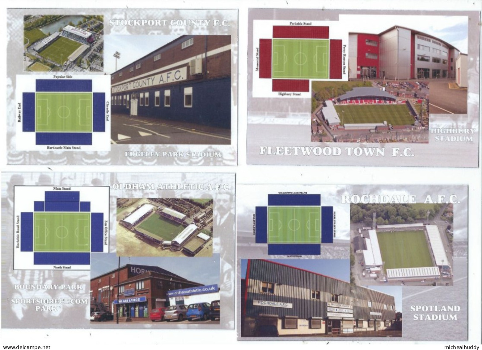 4 POSTCARDS UK FOOTBALL STADIUMS  LANCASHSHIRE GROUNDS - Stadions