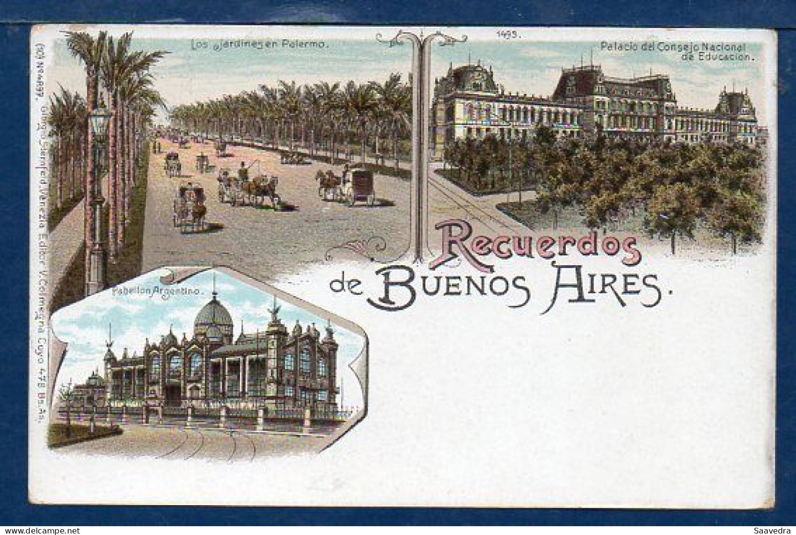 Argentina, "Gruss From Buenos Aires", 1898, Unused Litho Postcard, Rare In This Condition  (206) - Briefe U. Dokumente
