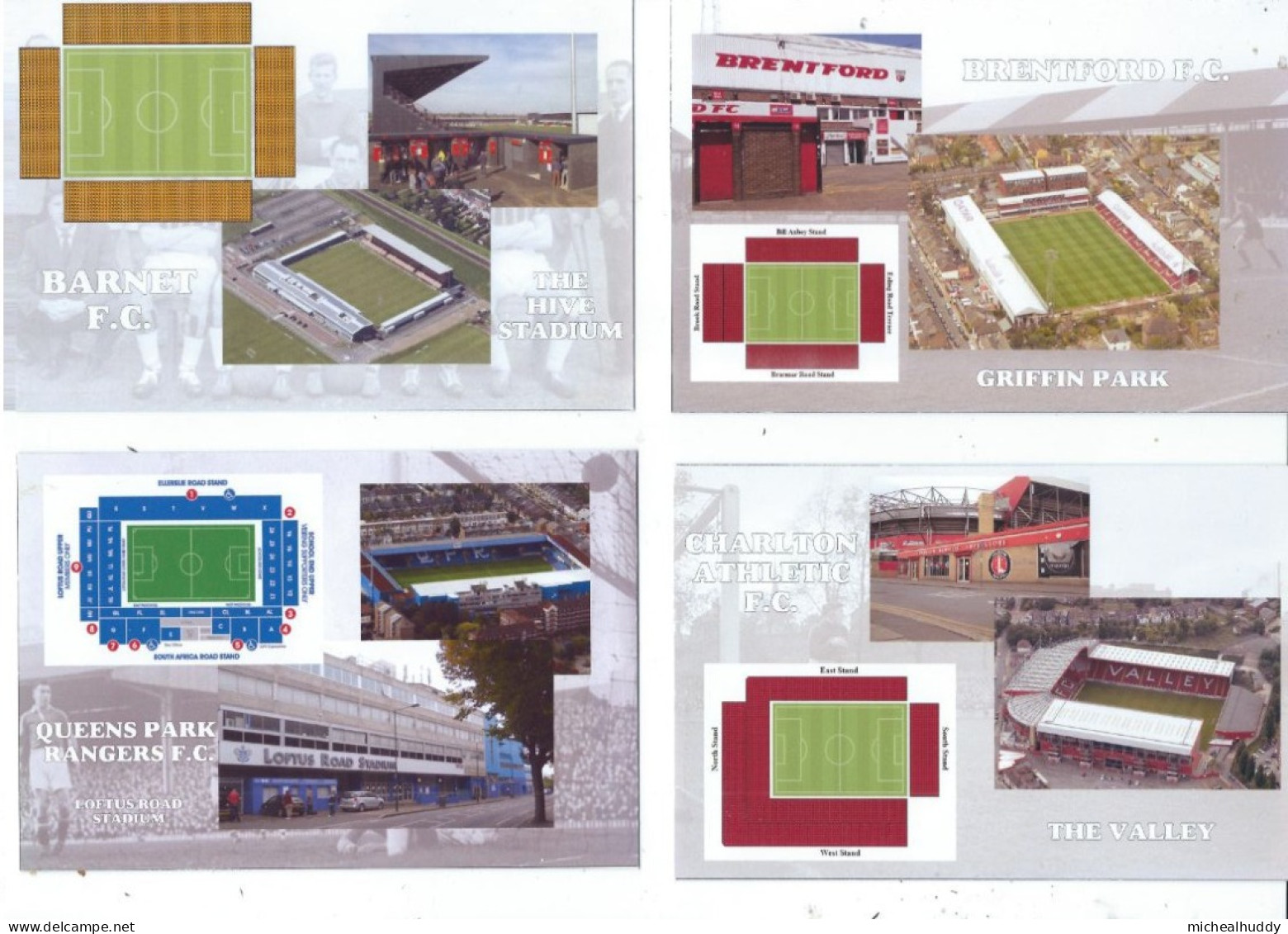 4 POSTCARDS UK FOOTBALL STADIUMS  LONDON AREA  GROUNDS - Stades