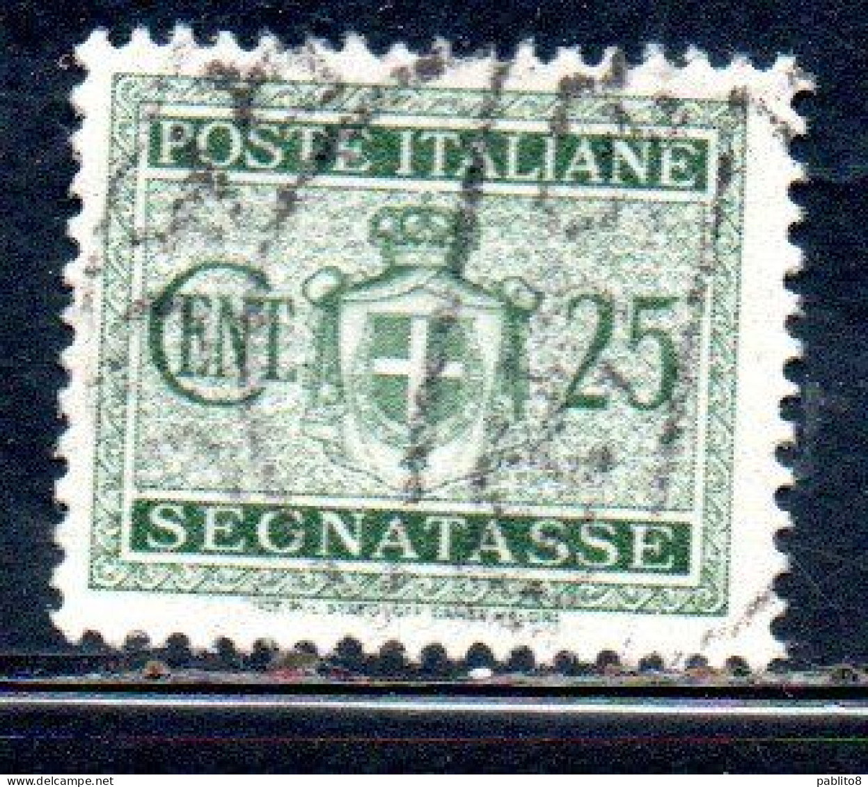 ITALIA REGNO ITALY KINGDOM 1945 LUOGOTENENZA SEGNATASSE TASSE POSTAGE DUE RUOTA WHEEL CENT. 25c USATO USED OBLITERE' - Portomarken