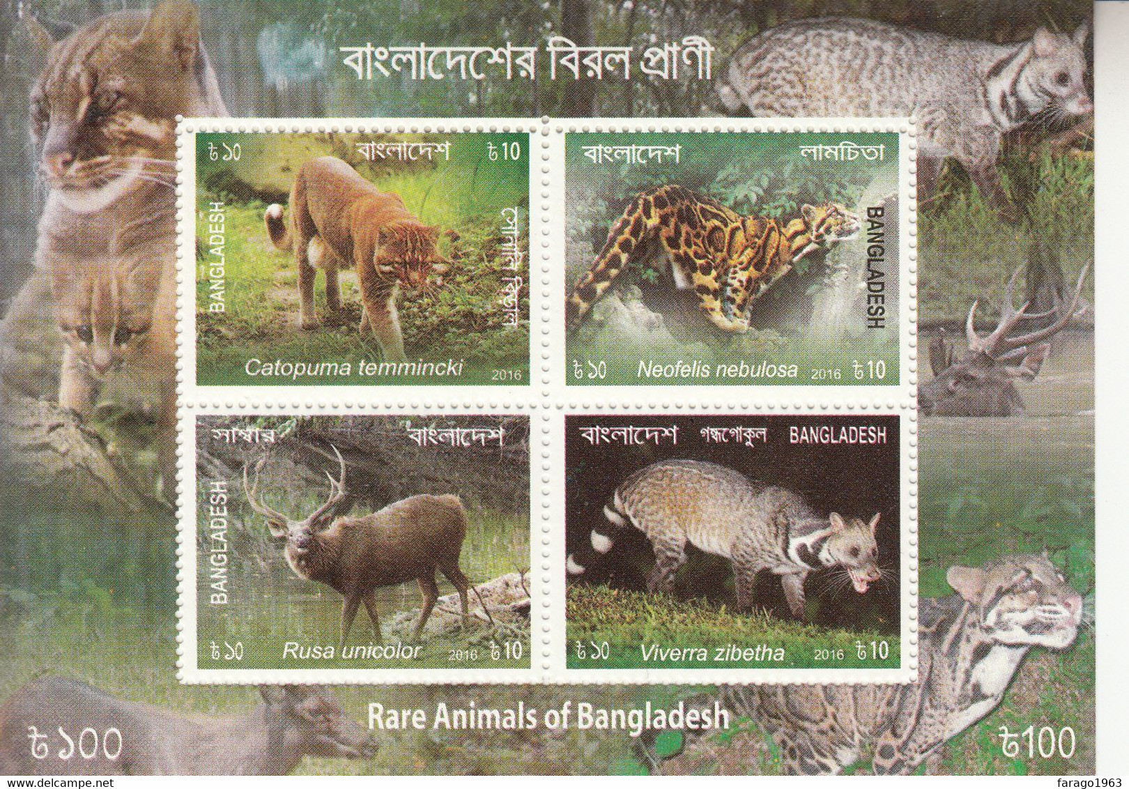 2016 Bangladesh Rare Animals Big Cats  Souvenir Sheet MNH - Bangladesh