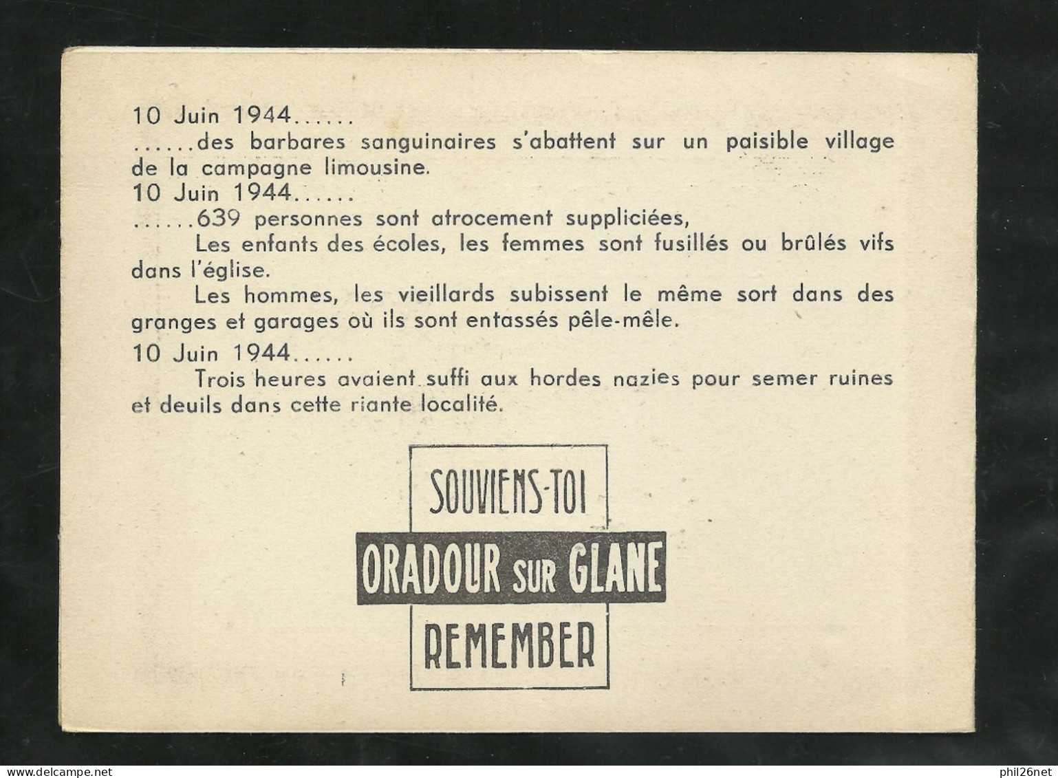 FDC Encart Premier Jour Numéroté Ouradour Sur Glane Le 13 Octobre 1945 Le N° 742 Cachet Illustré  B/TB Soldé ! ! ! - ....-1949