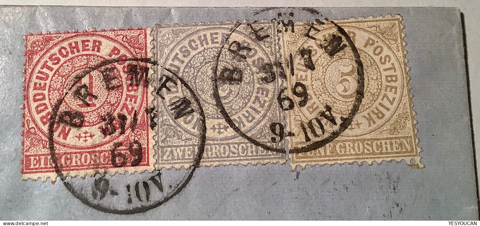 NDP Mi 16-17-18 "BREMEN 1869"Brief 2.Gewichtsstufe>Unkart New York, USA,ex Erivan (transatlantic Mail Cover From Germany - Brieven En Documenten