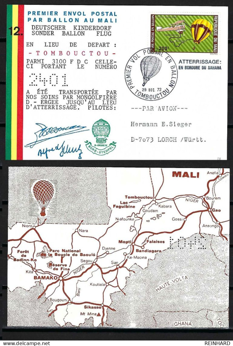 12. DEUTSCHER KINDERDORF SONDER-BALLONFLUG Tombouctou (Mali) - Siehe Bild - Brieven En Documenten