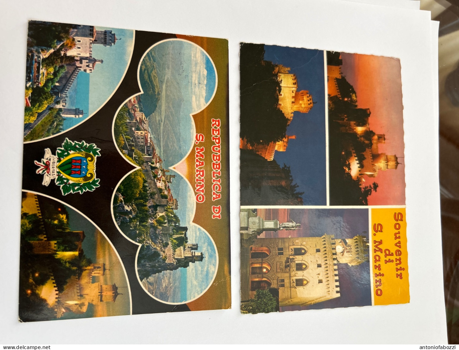 2 Cartoline Affrancate, Con 6 Francobolli Usati Anni Ottanta  (vedi Foto) - Abarten Und Kuriositäten