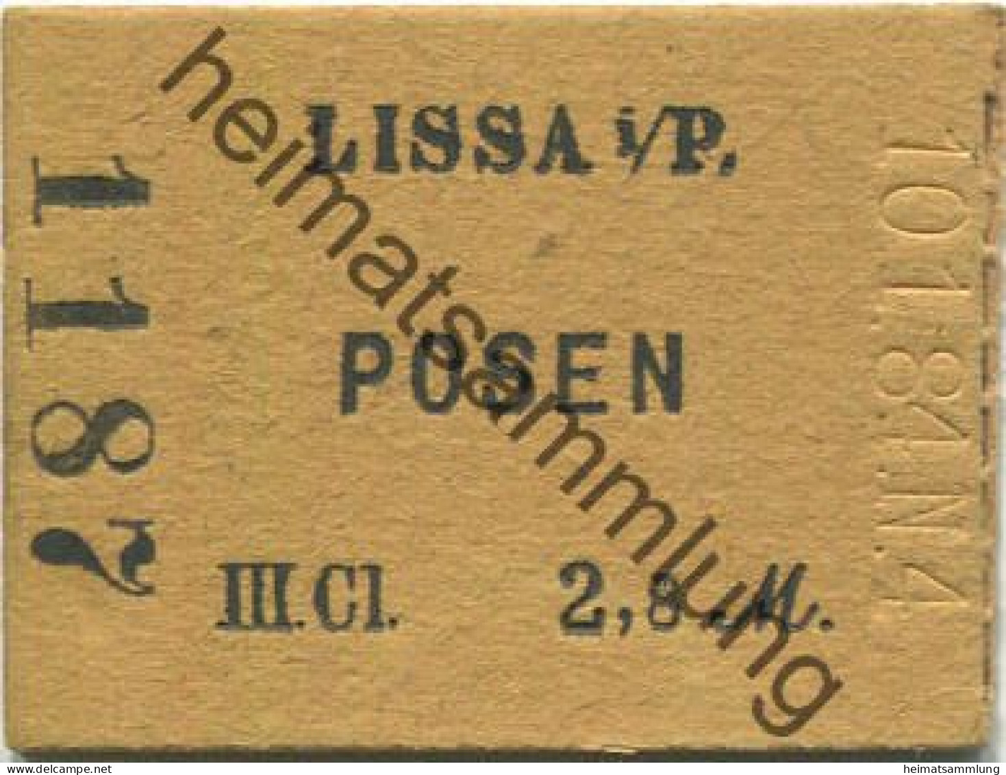 Polen - Lissa I. P. - Posen - Fahrkarte III. Cl 2,8 M 10.1.84 - Europe