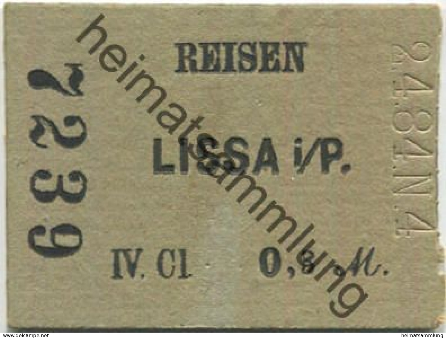 Polen - Reisen - Lissa I. P. - Fahrkarte IV. Cl 0,3 M 2.4.84 - Europe