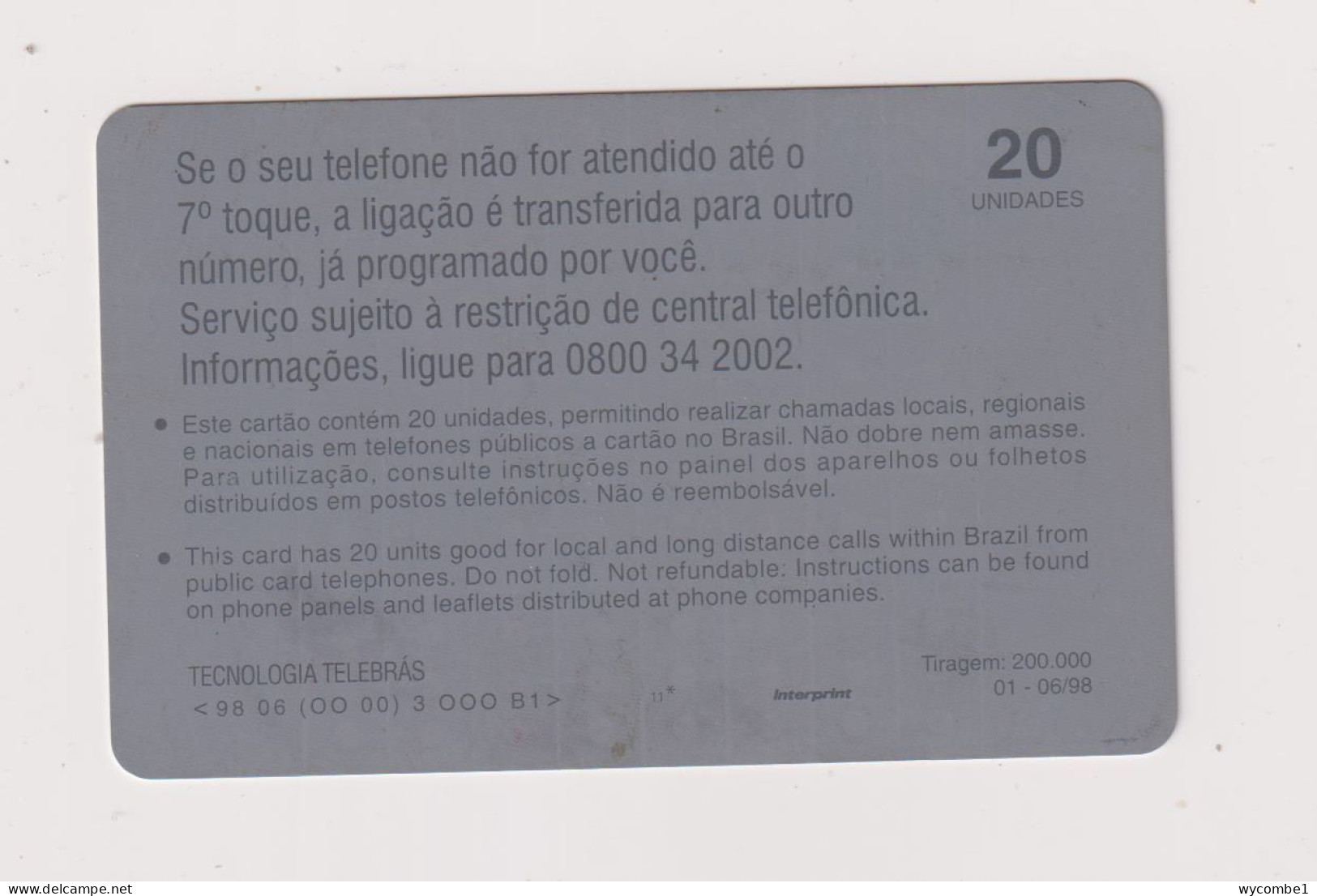 BRASIL - Call Transfer Inductive Phonecard - Brasilien