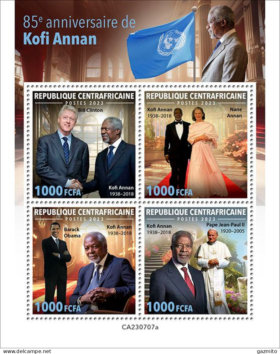 Centrafrica 2023, Kofi Annan, Pope J. Paul II, 4val In BF - Papas