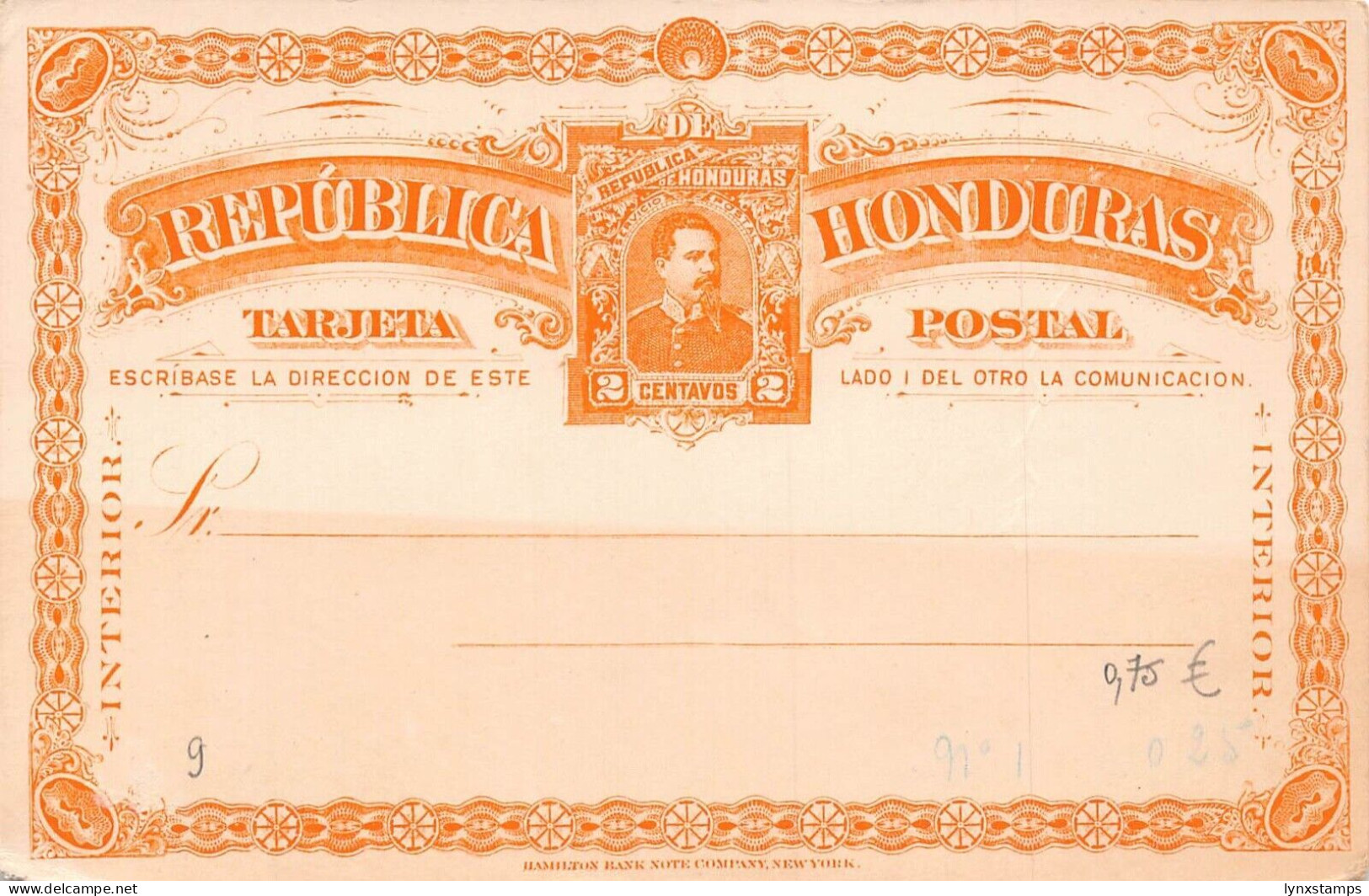 G021 Honduras Unused Postal Stationery 2 Centavos - Honduras